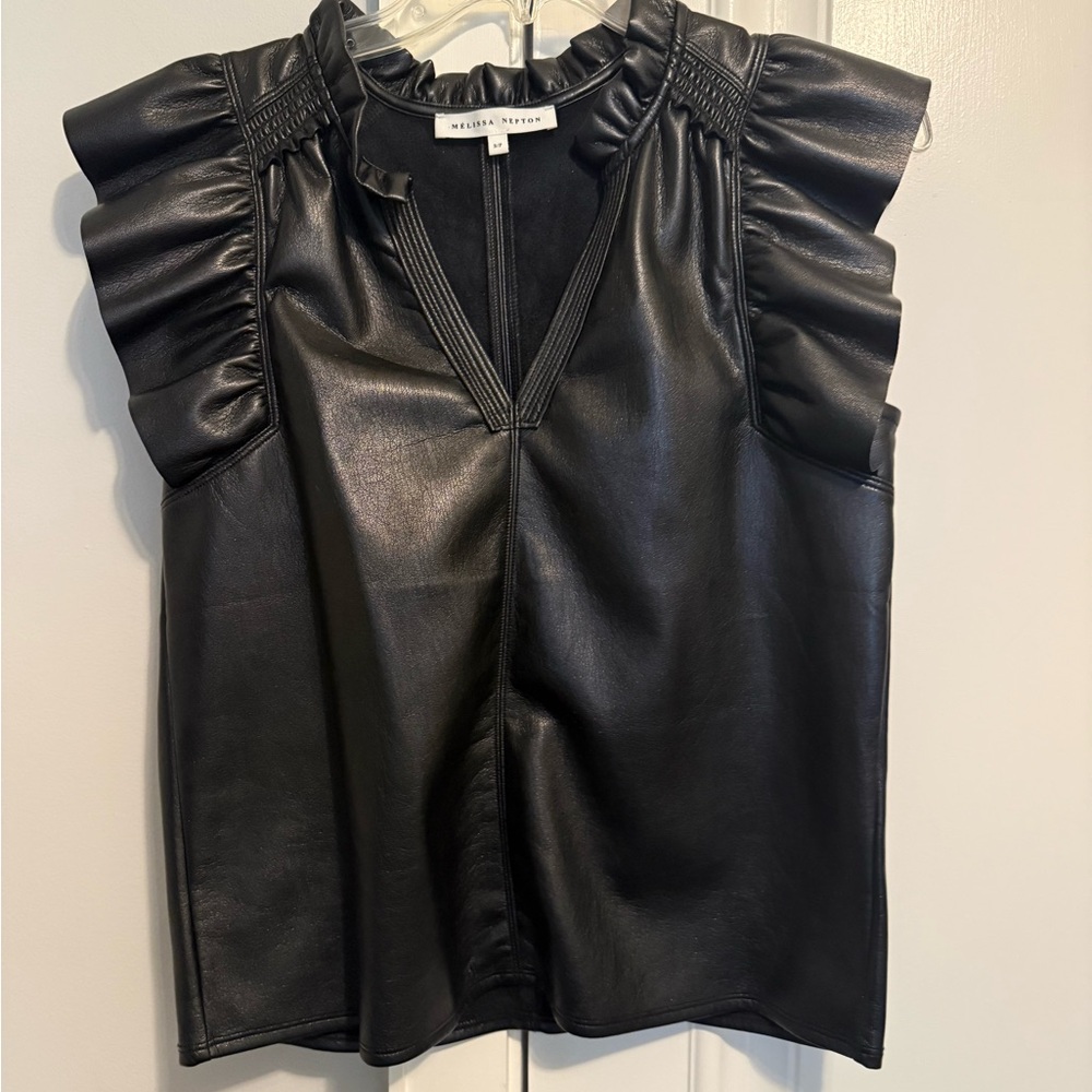 Melissa Nepton vegan leather top. Size small